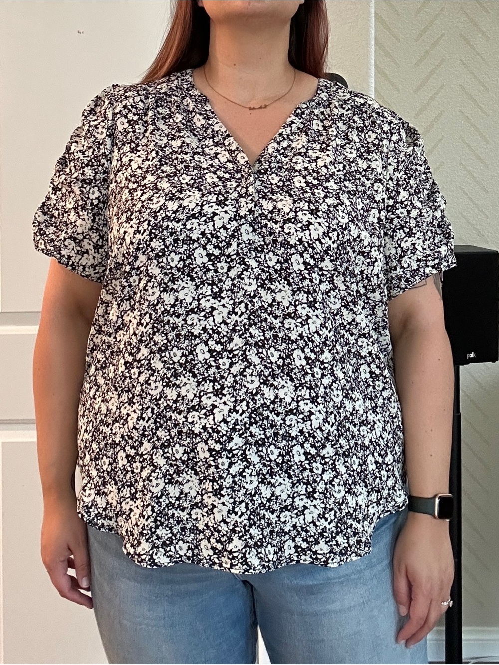 TORRID - Harper Georgette Blouse, Black & White floral
